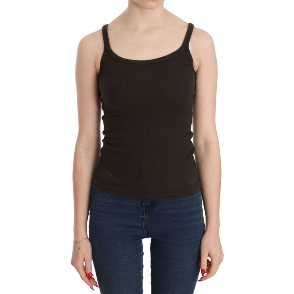 PINK MEMORIES Dark Brown Sleeveless Spaghetti Strap Women's Blouse